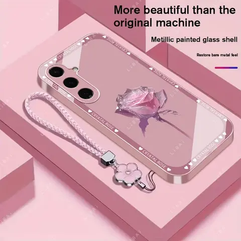 Suitable for [Galaxy S24] Brand new premium phone case,  Free four-leaf clover lanyard，drop-proof and fingerprint-resistant，simple and elegant design，multiple colors available YM99