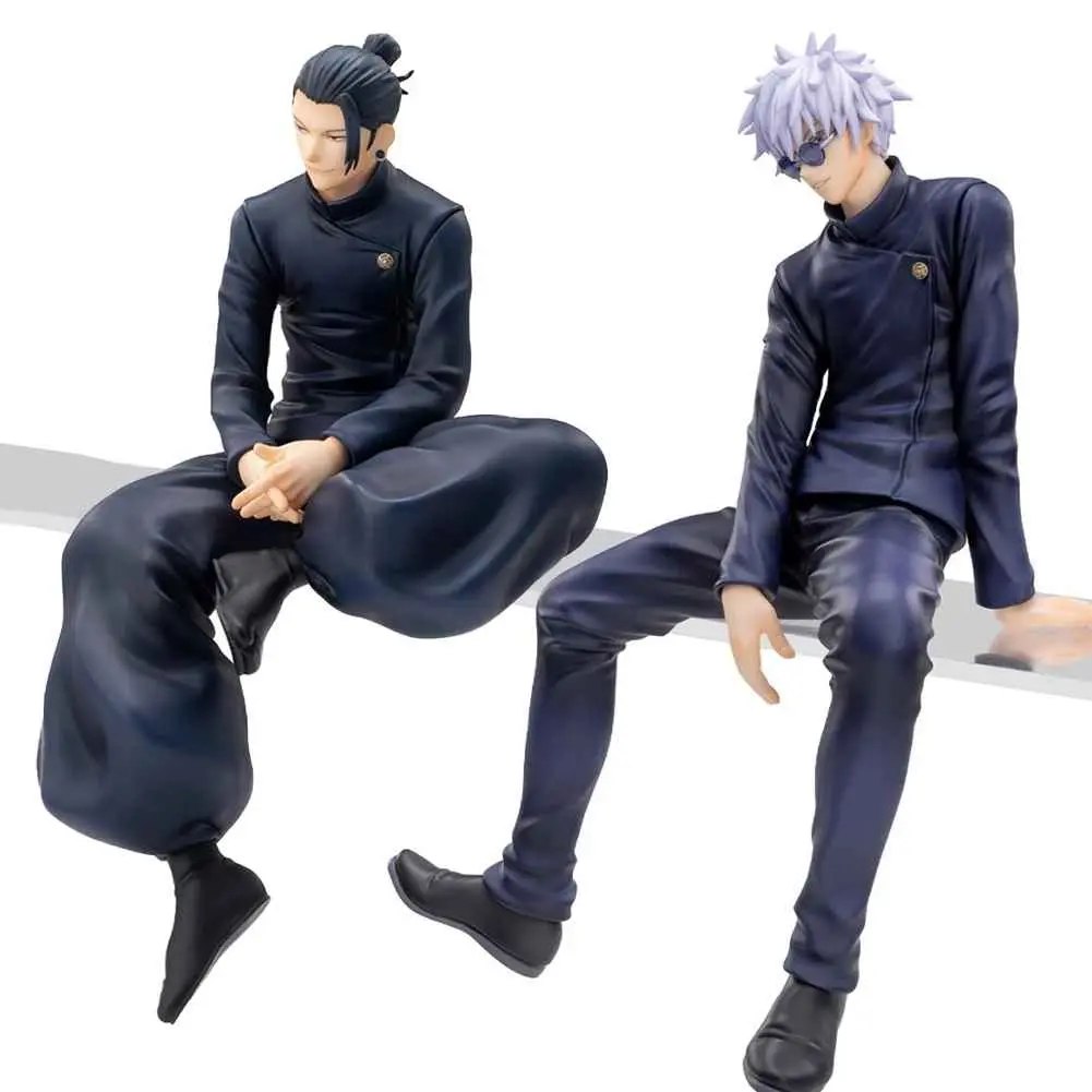 14cm JJK Anime Detailed Collectible Statue - Gojo Satoru Sitting Posture, Geto Suguru PVC Figurines Decor for Adults, Home Room Decor Gifts
