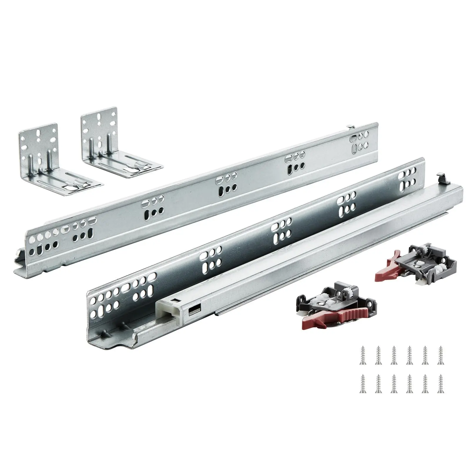 VEVOR 6 Pairs 18-Inch Side Mount Drawer Bottom Rails, Drawer Slides for Cabinets, Heavy-Duty Full Ball Bearing All-Steel Zinc-Coated Sliders, Soft-Close Noiseless Locking Easy-Glide, 100 Lbs Capacity (Father's Day Gift)