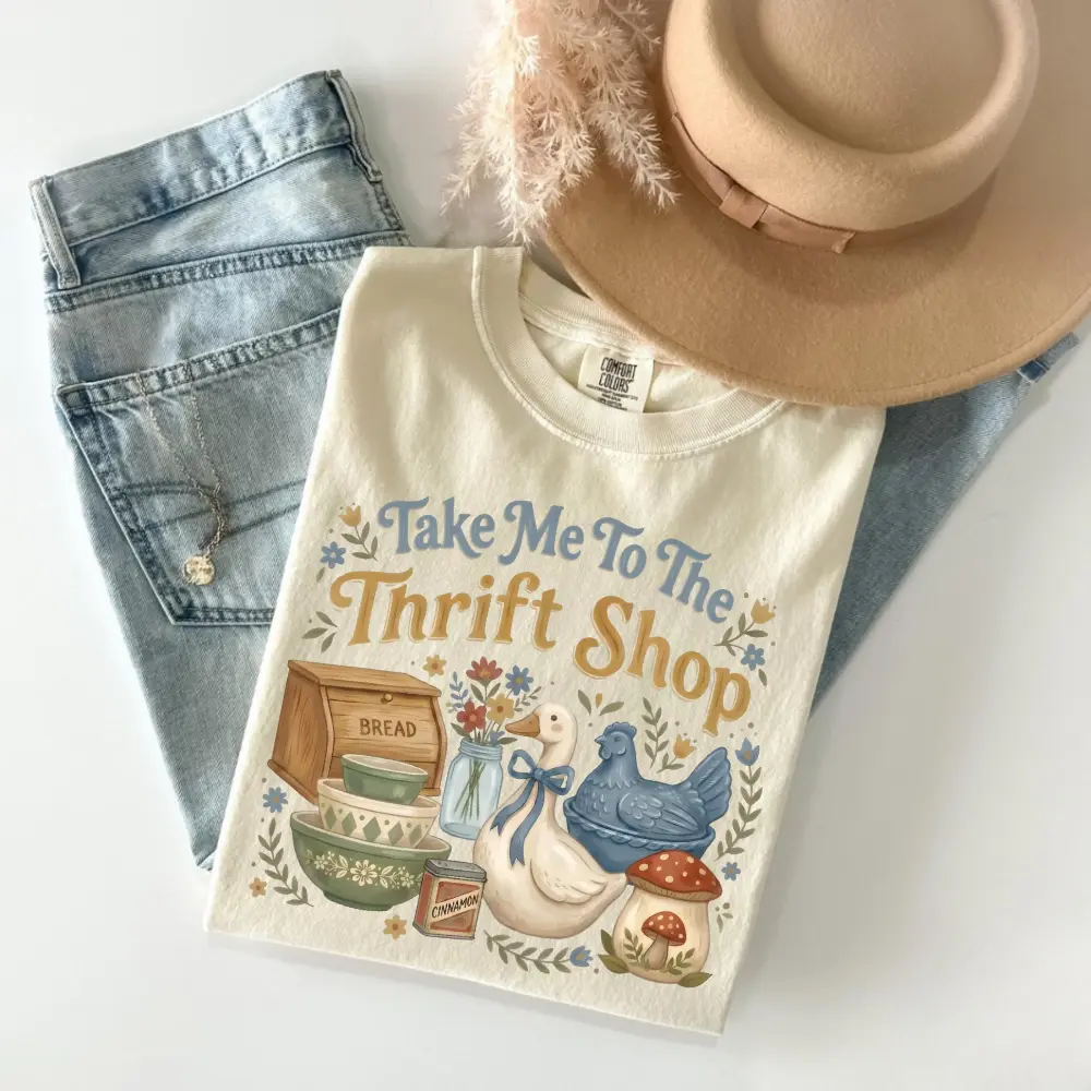 Comfort Colors Take Me To The Thrift Shop T-Shirt, Vintage Thrifting Graphic Tee, Thrifting Shirt, Funny Goose Tshirt