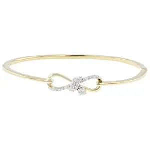 JTV Round White Lab-Grown Diamond H SI 14K Yellow Gold Over Sterling Silver Bangle Bracelet 0.33ctw