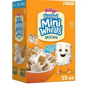 Kellogg's Frosted Mini-Wheats Cereal 55 Oz Family Size Whole Grain Box Original 2 Bags Perfectly Sweet Wholesome Wheat