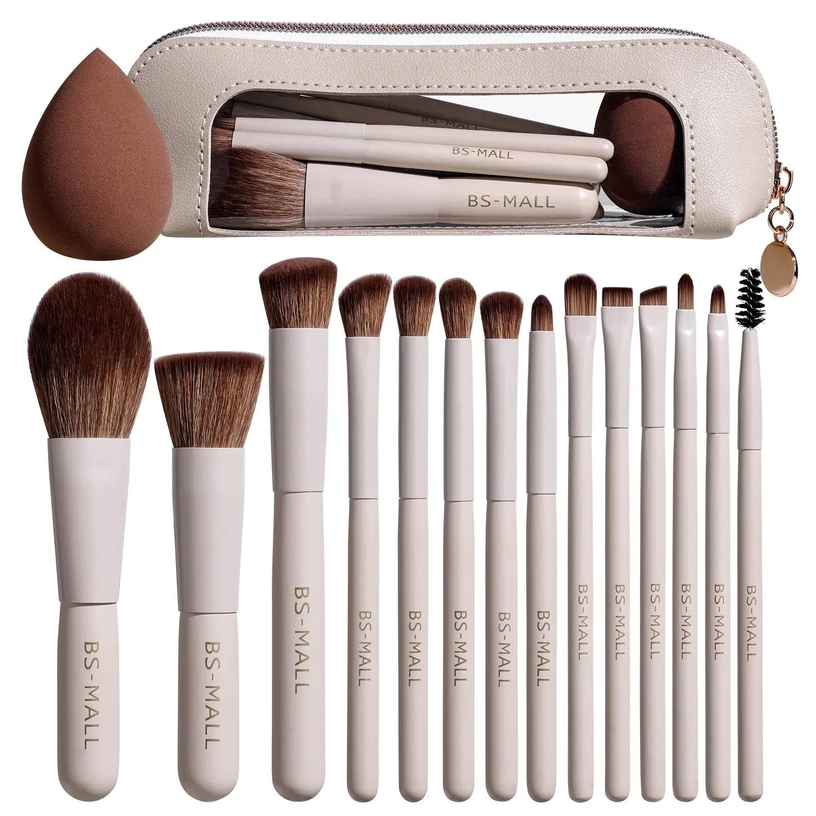 14-Piece Mini Makeup Brush Set with Beauty Sponge and Travel Bag, Soft Brushes, Portable Travel-Friendly Kit