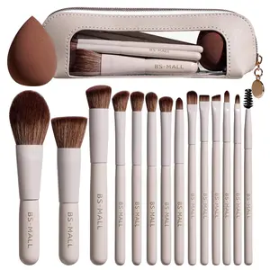14PCS Mini Makeup Brush Set Face Makeup Brushes Eyeshadow Brush Blending Brush with Beauty Sponge & Makeup Bag,Travel-Friendly Portable Makeup Kit, Cosmetic Brush Set
