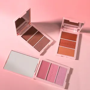 Cheek Blush 3in1 3D Blush Trio Palette Long-lasting Powder Blush , Natural Color Combination Water Proof Blush Set For Daily Use , Makeup