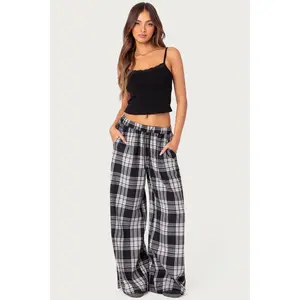 Lounge Around Plaid Wide Leg Pants