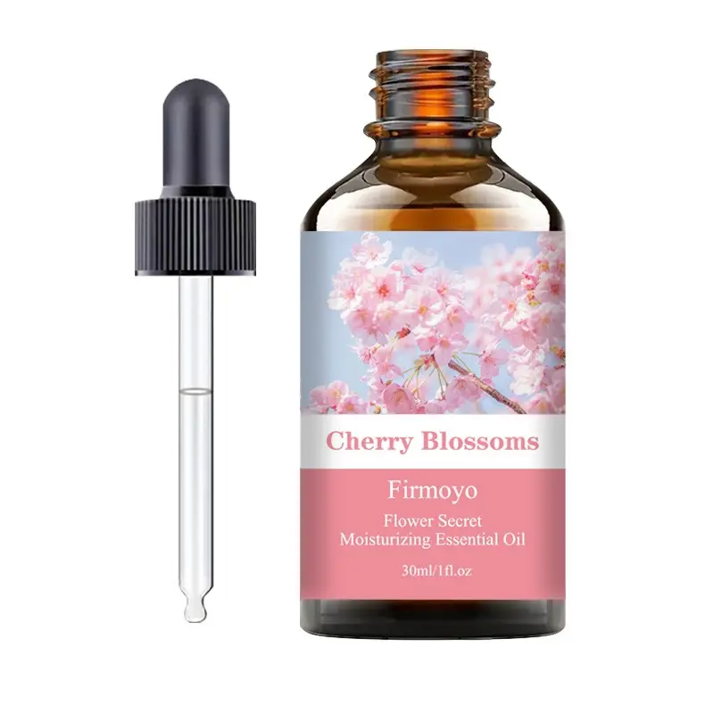 Cherry Blossom Moisturizing Essential Oil 30ml - Alcohol-free formula with glycerin; features a cherry blossom scent; suitable for facial and body care; a versatile essential oil ideal for massage, bathing, and nail care