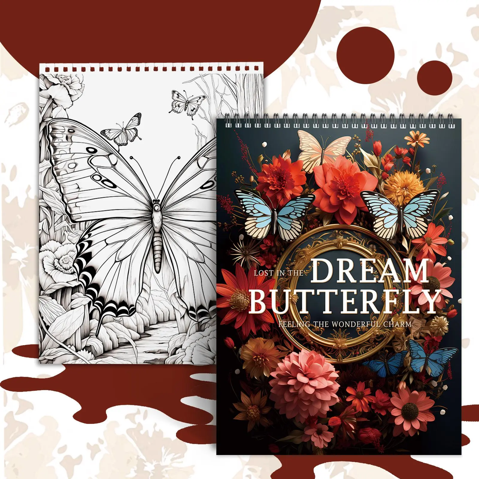 Fantasy Butterfly Coloring Book, 30 Pages Thick A4 Paper, No Bleed Paper, Single-Sided, Yo Spiral Binding, Perfect for Holidays, 11.22 X 8.26 Inches