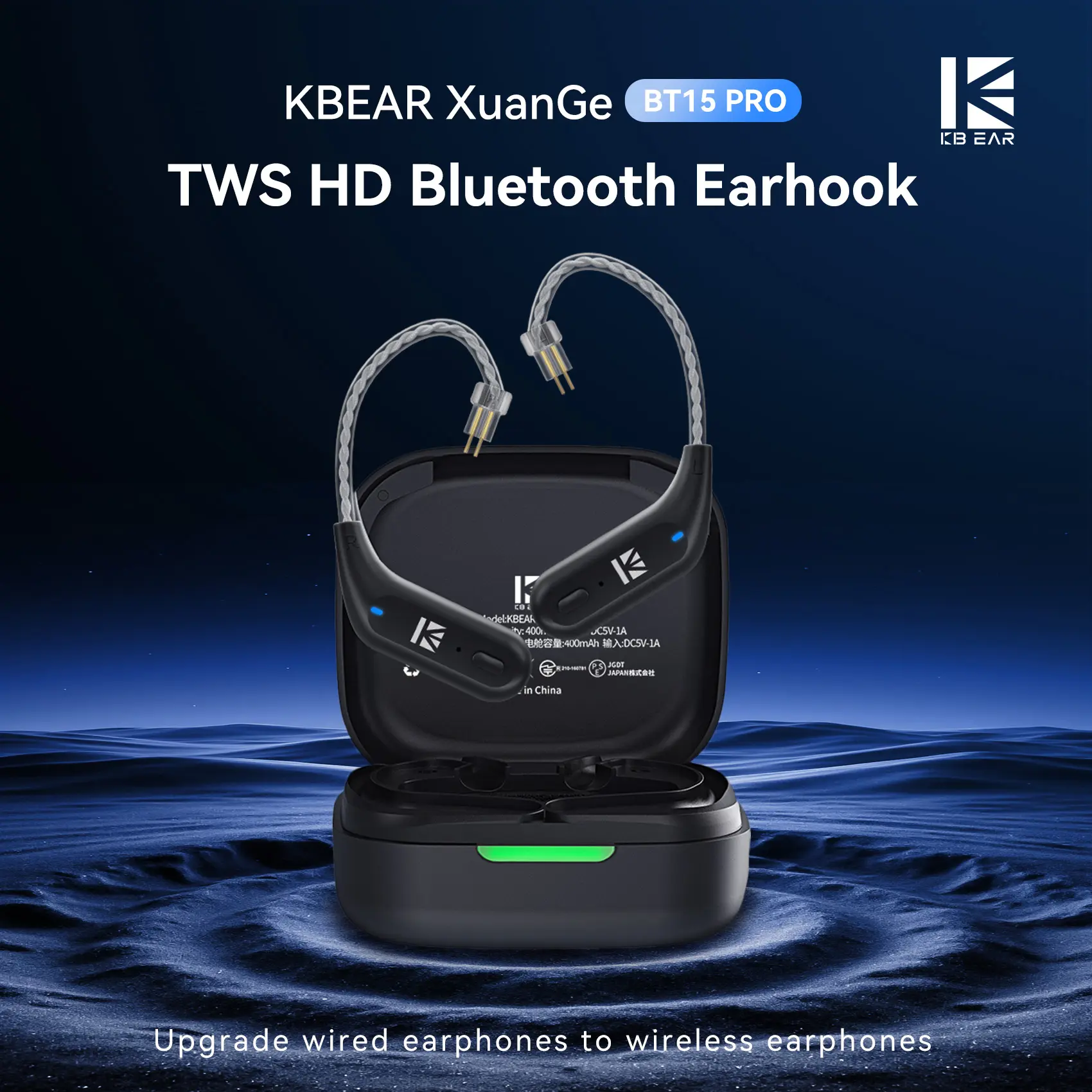 Keephifi KBEAR BT15 Pro-XuanGe TWS HD Bluetooth Earhook Audio Accessory with 2Pin 0.78mm Jack, In-Ear Type Multi-Device Compatible for KZ ZST EDX KB02 ZS10 TRI I3 MK3 Noise Canceling Headphones (Not for PS5/Desk PC), Connector, Headset, Wireless, Tablet
