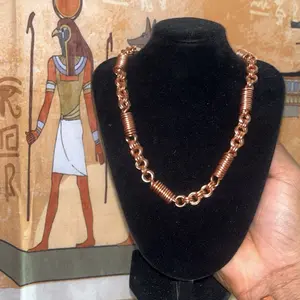 Pure Copper Energy Amplifier Necklace Handmade Heavy Gauge Coil with Link Chain EMF Protection Spiritual Energy Boost