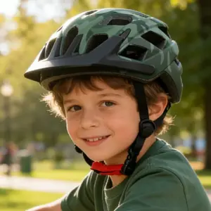 Children's bicycle helmet, Kids Camouflage Bike Helmet, adjustable size suitable for boys and girls aged 3-10, with a face shield for scooter and balance bike riding.