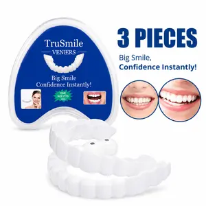 [3 Pairs] Quick 1-Minute Teeth Whitening: Painless Clip-onTeeth Whitening Strips for an Instant Perfect Smile,Temporary Dentures for Instant Confidence Instant Visual LookEnhancer Natural White & Comfortable Moldable FalseTeeth