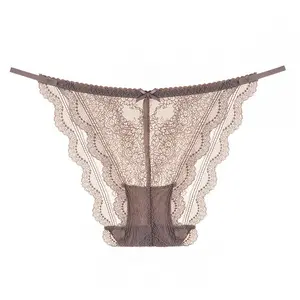 French Sexy Lace Underwear for Women. Half Sheath. Breathable Crocheted Lace. Low Waist Briefs Panties Womenswear