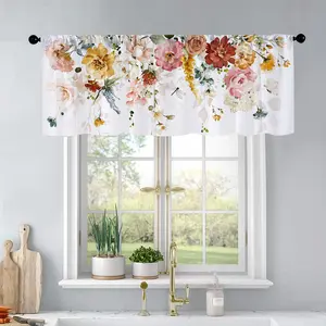 1Pc Spring Flower Watercolor Painting printed kitchen curtains living room bedroom bathroom home decoration 54 * 18 inches