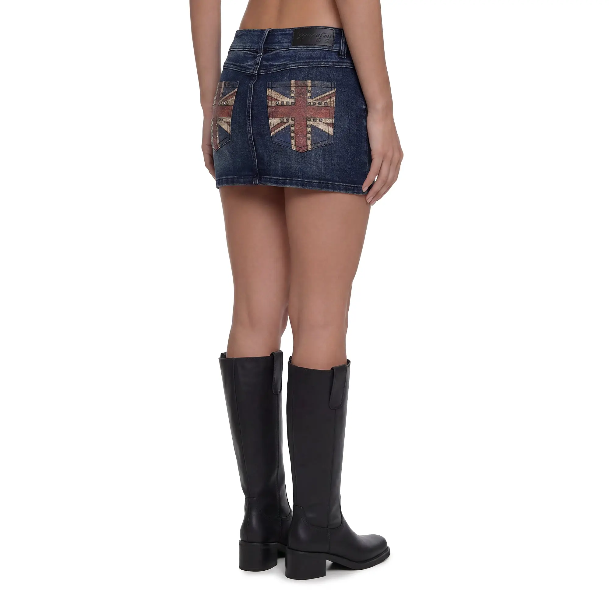 Union Jack Denim Mini Skirt