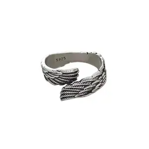925 Sterling Silver Angel Wing Feather Aesthetic Rings for Women Luxury Jewelry Christmas Accessories with for You Jewelry Fashion Accessories Creative Gift