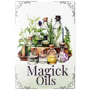 Magick Oils Book, 1 Count Magick Oils Magical Attributes Quick Reference Guide, 54 Kinds Magick Attribute Quick Reference Guide & Relationship & Usage, Kitchen Witch Spell & Herb Magic Guide