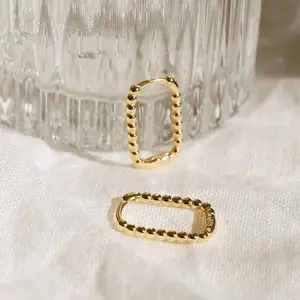 Indiana Beaded Hoops by Caitlyn Minimalist - Minimalist Rectangle Beaded Hoop Earrings - Geometric Earrings - Gift for Daughter