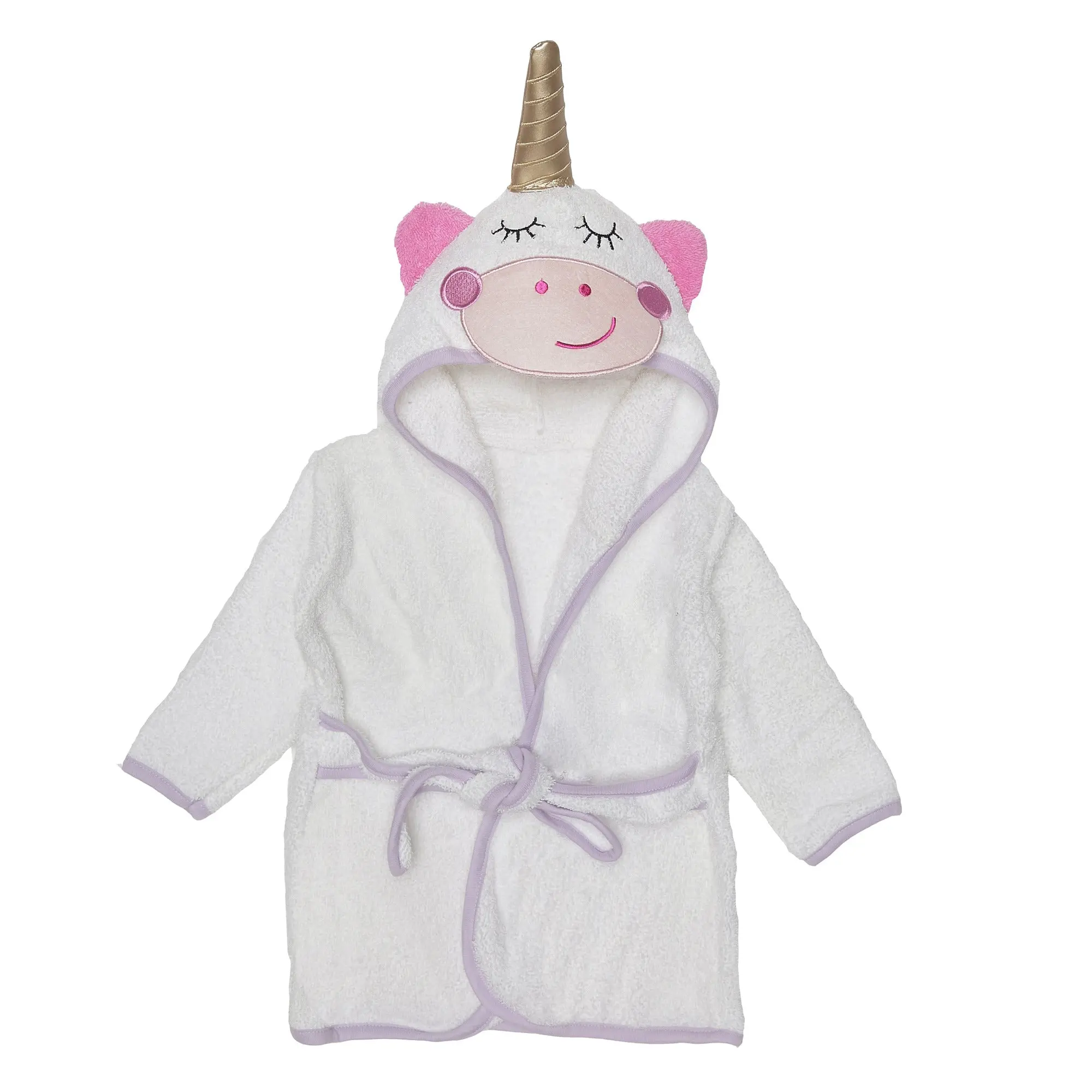 Everyday Kids 3D Unicorn with Horn Hooded Baby Toddler Bathrobe– Soft & Absorbent Baby Bath Essential