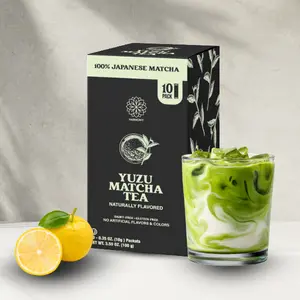 Yuzu Matcha Tea, 100% Premium Japanese Matcha Green Tea, Naturally Flavored, Pack of 10 Stick Packets