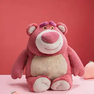 Disney Series Giant Plush Toy Pixar Strawberry Bear & Stitch Series No.24 Basic Sitting Plush Classic Adorable Soft Stuffed Toys Perfect Special Holiday Gift for Fans of Strawberry Bear & Stitch Summer Vibes