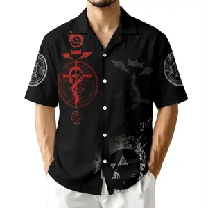 Hot Summer 2026 Dark Alchemy Symbol Hawaiian Shirt, Gothic Magic Circle Graphic Button Up Shirt