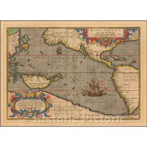 Maris Pacifici (Pacific Ocean) 1603 Historical Map Print