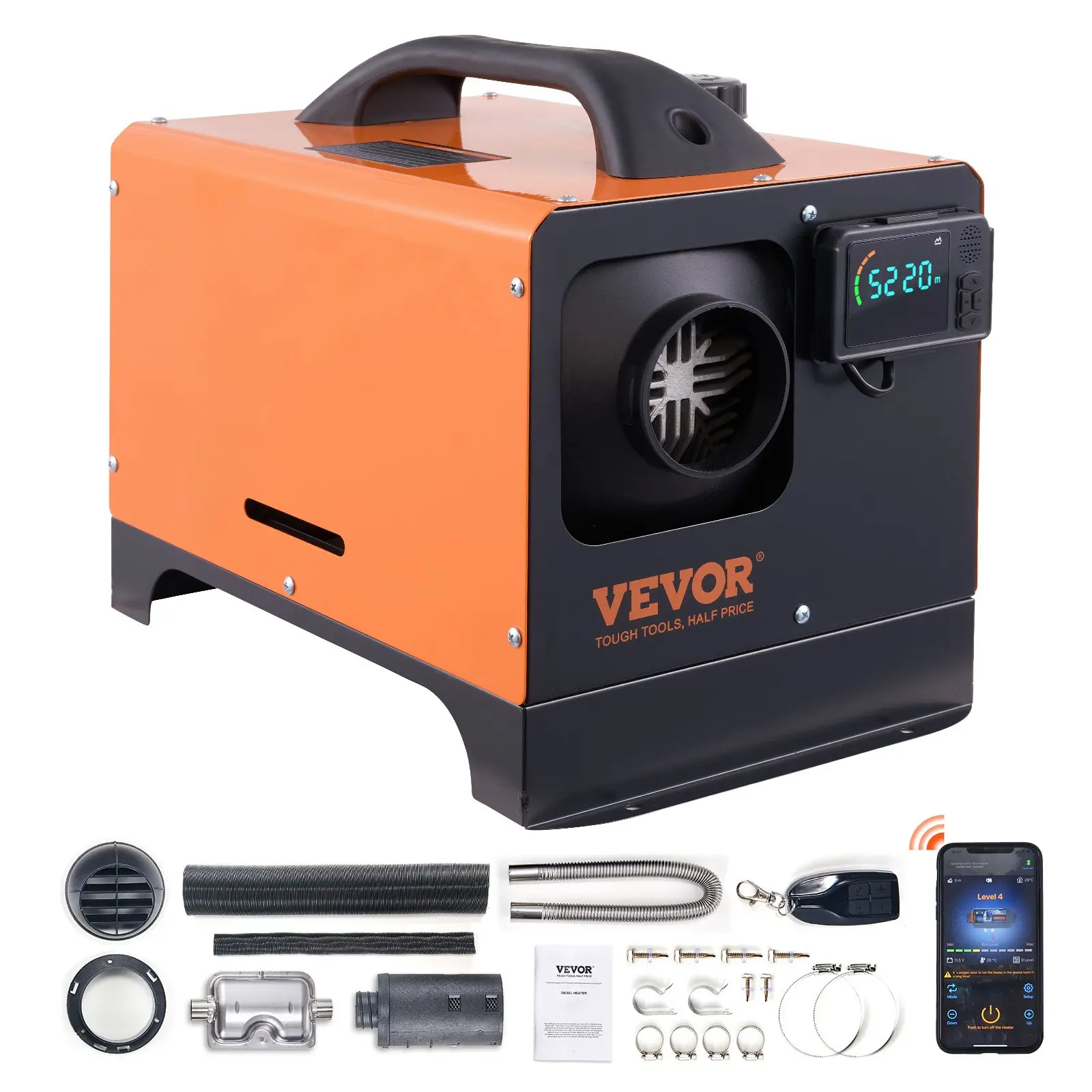 【summerfinds】VEVOR Diesel Air Heater All-in-one 12V 8KW Bluetooth App LCD for Car RV Indoors