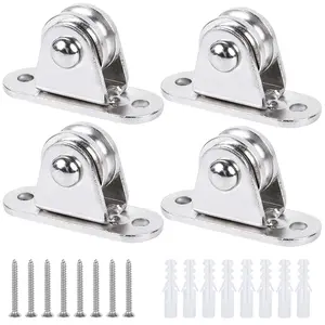 4 Pack Small Pulley Block 1" Stainless Steel Mini Duplex Pulley, Heavy Duty Fixed Roller, 176 lb Load for Rope, Cable, DIY Wall/Ceiling Mount