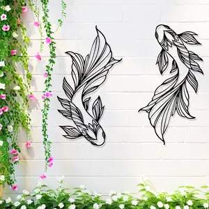 Koi Fish Pattern Wall Art, 1 Count Modern Artistic Minimalist Metal Wall Decor, Wall Hanging Decor for Home Living Room Bedroom Study Room, Ornaments