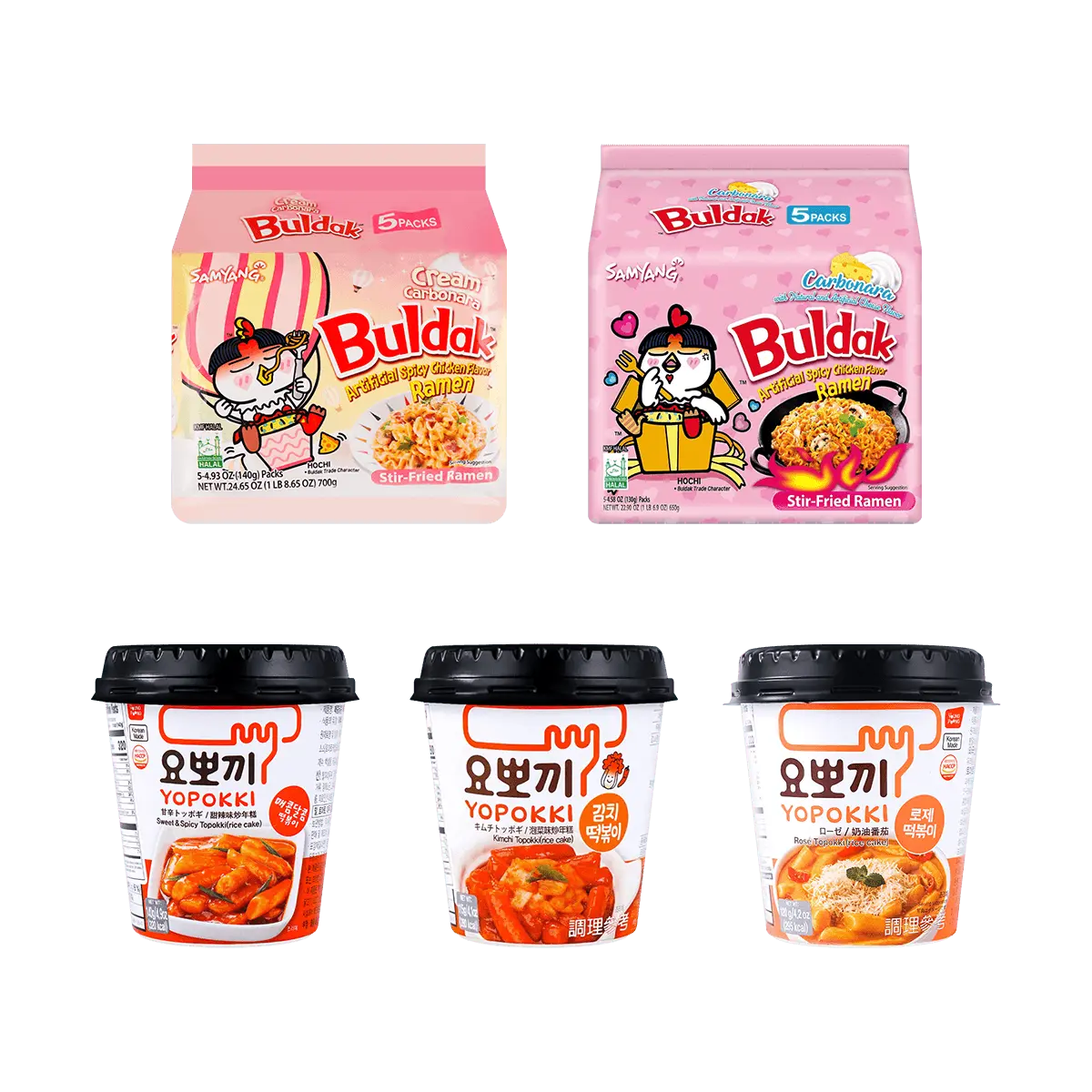 SAMYANG Buldak Double Cheese Spicy Noodles & Tteokbokki Combo | Korean Instant Noodles & Rice Cakes | 1725g
