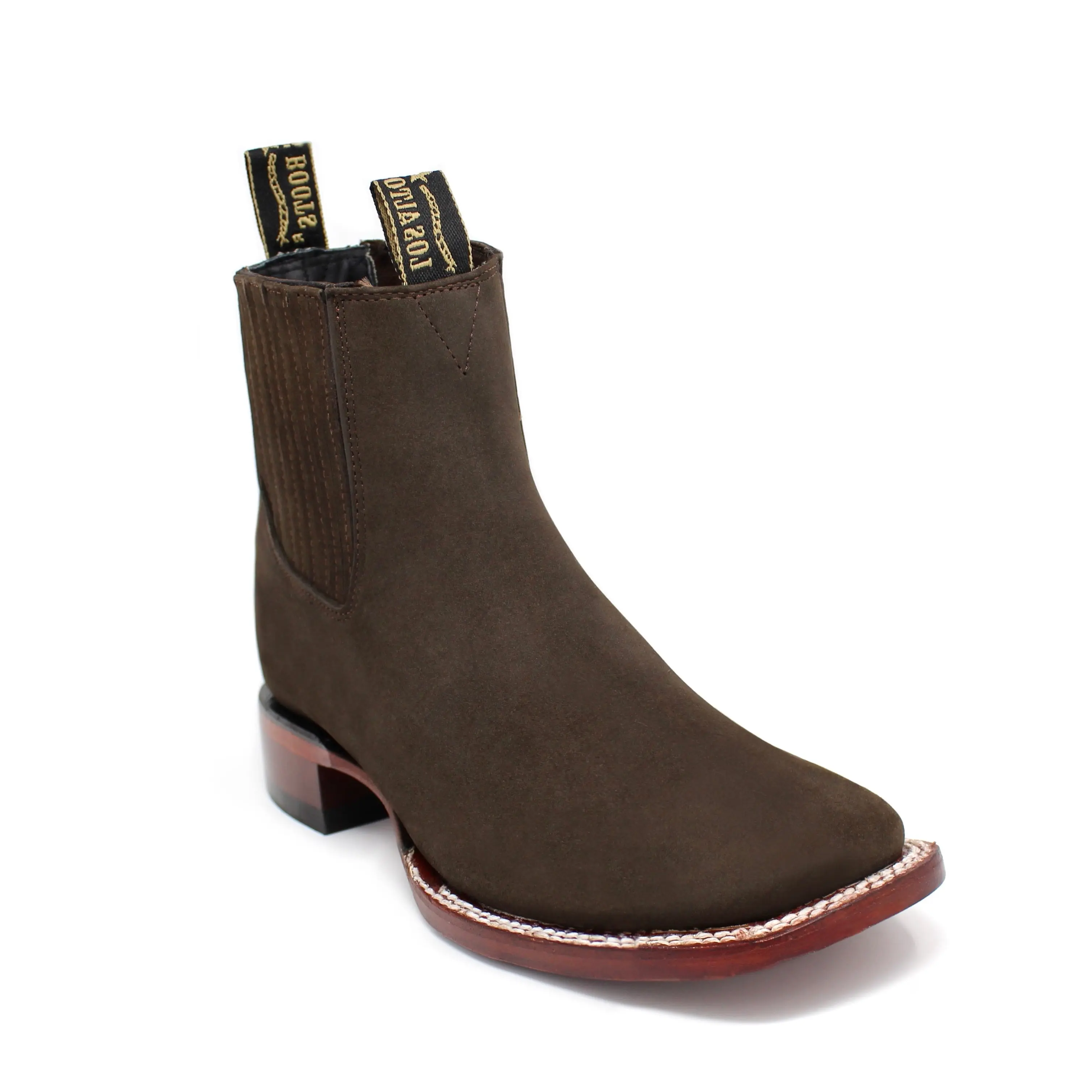 Los Altos Men's Square Toe Ankle Boots  - Nobuck Tabaco