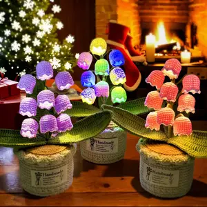 Handmade Crocheted Lily of the Valley LED Lantern - Valentine's Day, Mother's Day Gift  ,Cute Ornament, Warm-light home, Bedside desk decor, valentine's day decor, ramadan decoration 2026