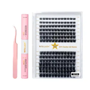 Individual False Eyelashes with Bond & Seal & Tweezer, 1 Set Natural Look Eyelash Extensions, Self-grafting Curl Eyelashes, Eye Makeup Accessories, DIY Lash Clusters, Cluster Eyelashes Kit