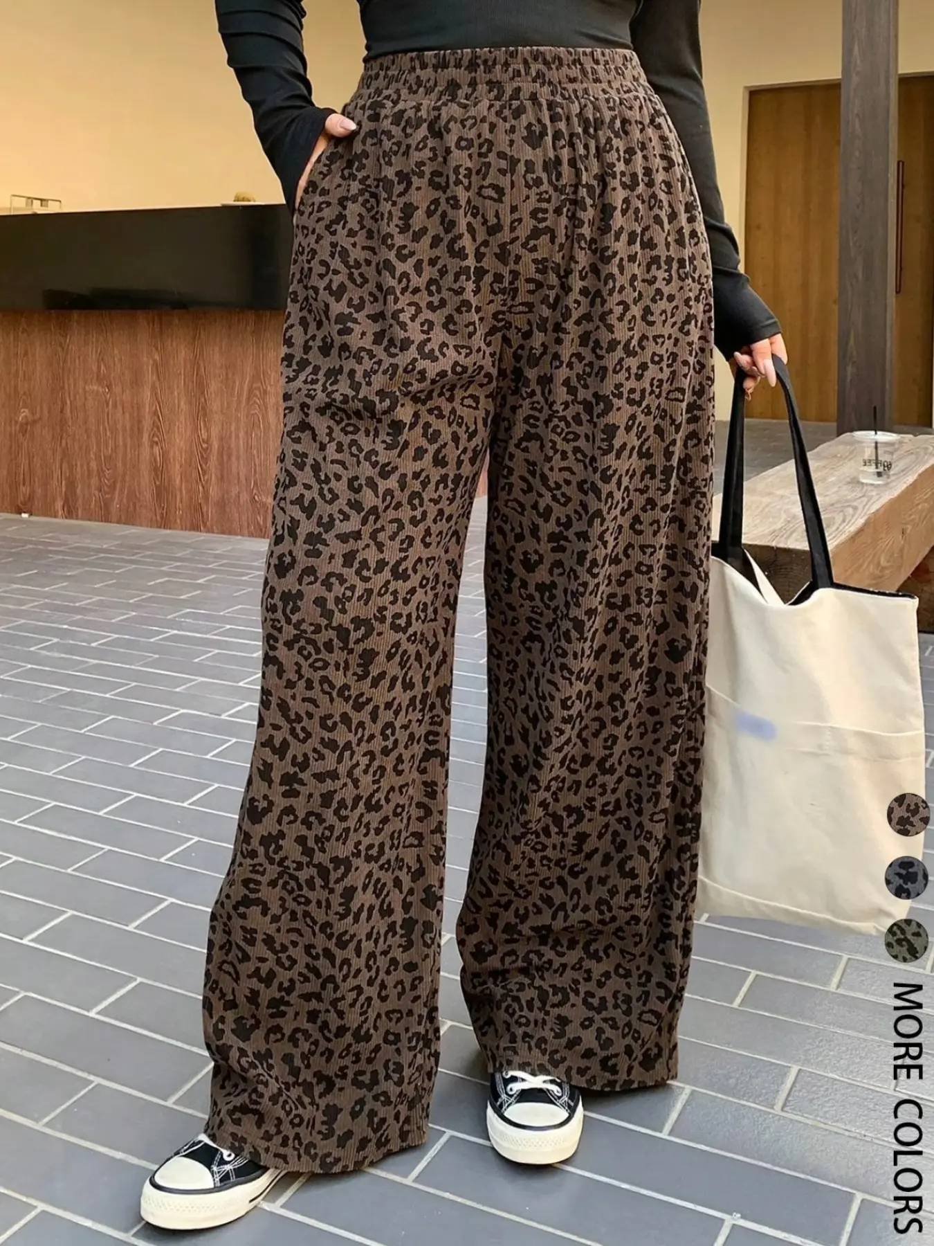 Women's Casual Leopard Print Elastic Waist Loose Fit Pants, Comfortable and Stylish,  Suitable for All Seasons, Comfortable and Stylish, Perfect for Daily Wear, All Season, Back To School Clothes