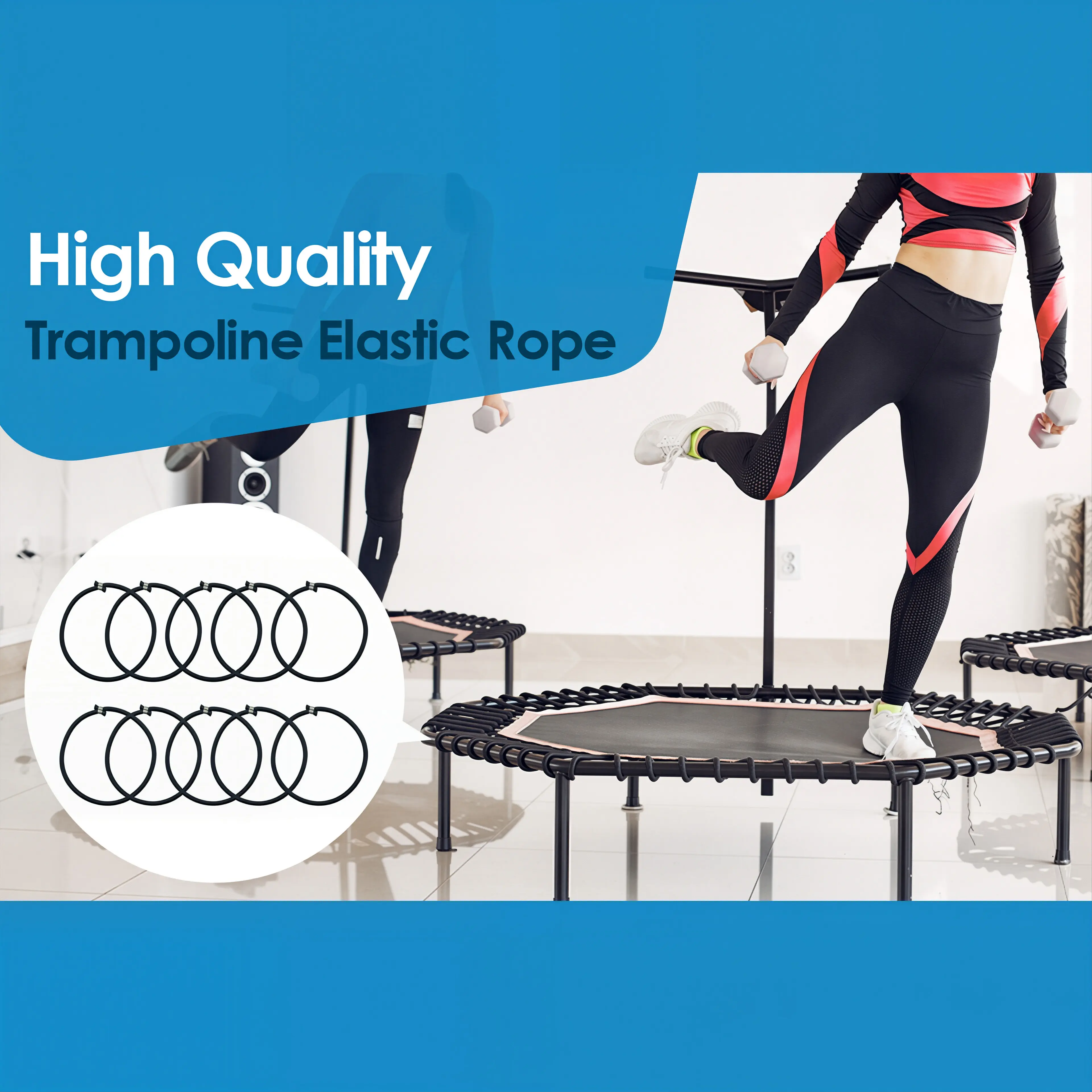 Trampoline Bungee Fitness Cords with Aluminum Buckles - Latex Core, Silent Stretch, UV-Resistant, Universal Fit Elastic Ties for Trampoline Sports, Tarp Canopy & Fitness, Outdoor Accessory, Outdoor Sport