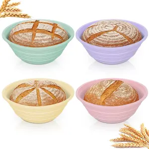 4Pcs Silicone Bread Proofing Basket,9" Collapsible Silicone Proofing Baskets for Sourdough Bread Baking,Non-stick Round Dough Proofing Bowl Sourdough Bread Baking Supplies