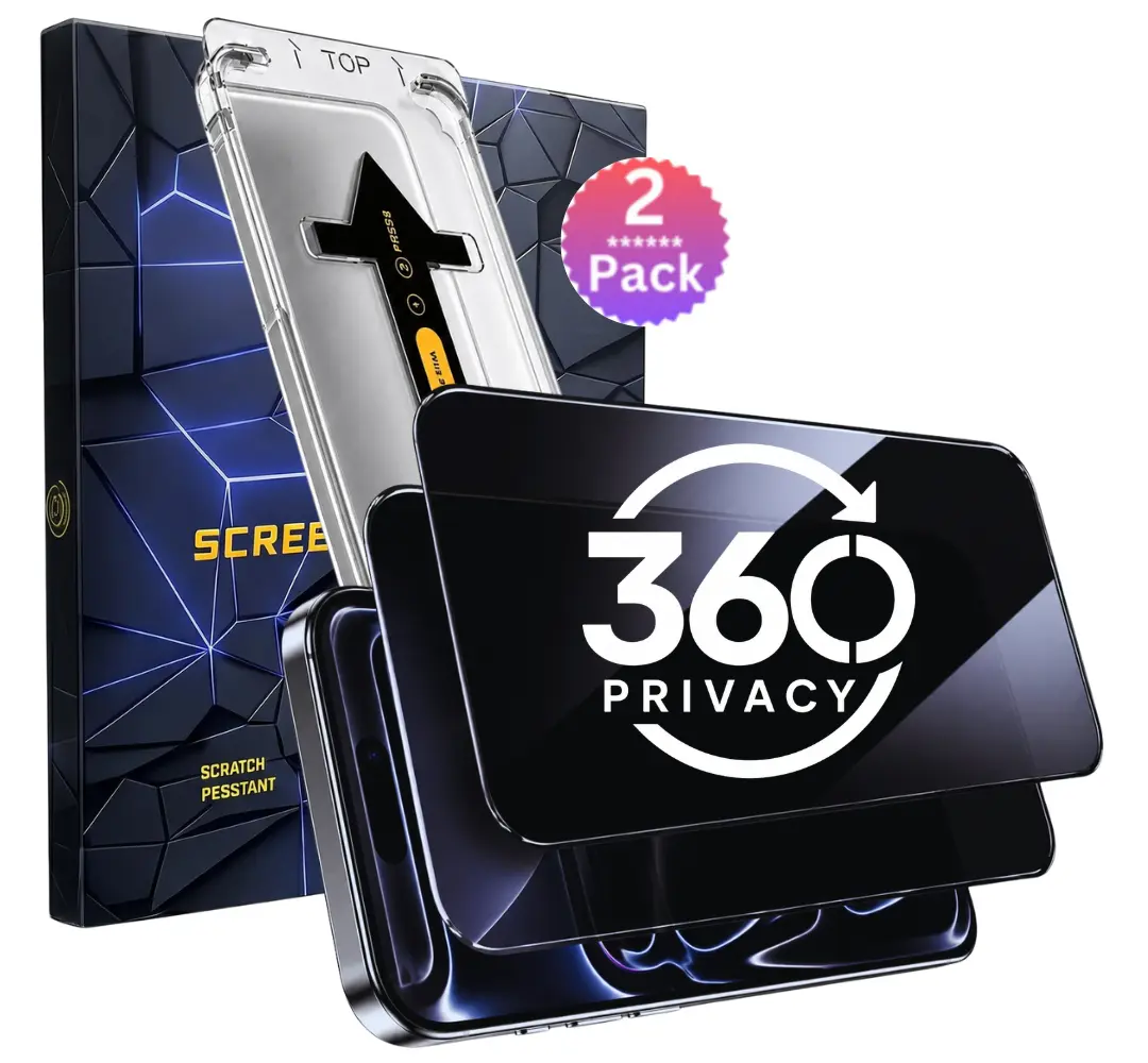 2 Pack Multi-Model Privacy Tempered Glass Screen Protector for iPhone 17/16/15/14/13/12/11 - 9H Hardness, Shockproof, Impact-Absorbing Anti-Spy, 4 Side 360° Privacy, HD, Tempered Glass Feels Smooth Yet Tough Mobile Phone Accessory