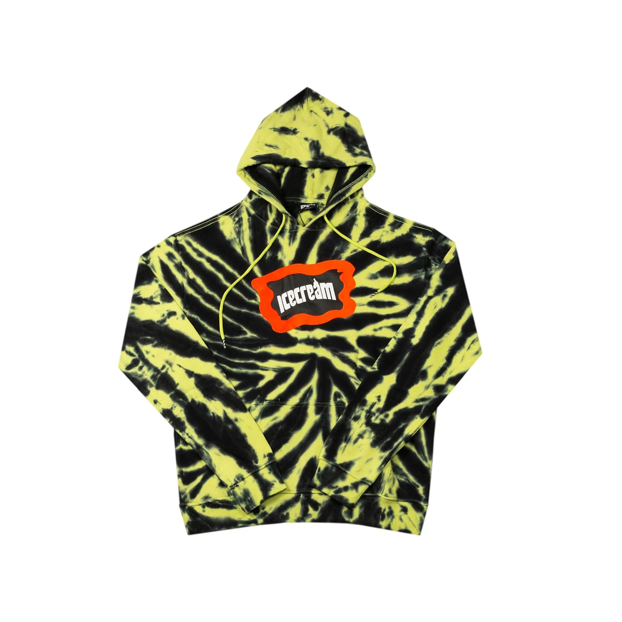 Men's Ice Cream Stone Hoodie, Yellow Menswear Tops, Casual Sweatshirts