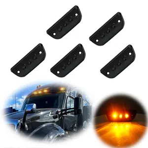 5PCS Smoked Black Lens Amber LED Roof Clearance Marker Lights For Kenworth T680 Replace OEM 36780 (Equivalent 888-5128)