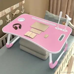 1pc Oversized Portable Laptop Bed Table - Foldable & Durable Wooden Computer Tray with Cup Holder, Drawer, USB, Fan & Light - Ideal for Reading, Writing on Bed, Sofa, Floor - Sleek  Design, Portable Work Station |       Modern Portable Table XXALUE BAZAAR
