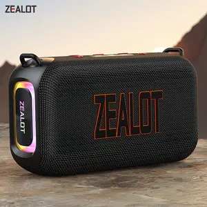 ZEALOT Portable Wireless Speaker, 50w Stereo Deep Bass Waterproof Outdoor Bluetooth Speaker with EQ/RGB Light Effects, Long Battery Life, Supports TF/USB/AUX, Shoulder Strap Included – for Home, Camping, Party, Pool,Gym& Gift, Portable Speakers