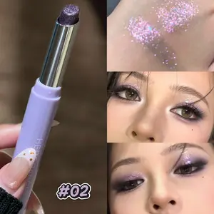 Colorful pearlescent eyeshadow stick, easy to apply in one stroke, silky smooth and easy to blend, with fine shimmer and pearlescent highlights, waterproof and sweatproof, suitable for commuting, parties, and music festivals.