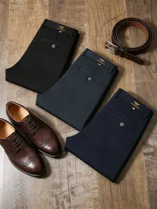 3 Pairs High-End Business Casual Plain Pants, Wrinkle-Resistant, High Stretch, All-Season, Slim Fit & Versatile, Light Luxury, Casual Comfy Trouser (Belt & Leather Shoes Not Included)