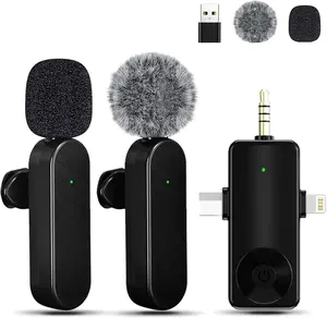 Tearstone Wireless Lavaller Microphone for iPhone Android Camera 4 in 1 Condenser Lapel Mic for Interview Video Podcast Vlog YouTube ASMR TikTok 2 Pcs
