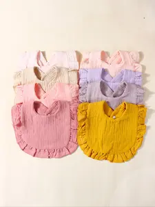 8pcs European and American New Baby Saliva Towel Ruffle Children's Gauze Lace Bib Bib Cute Baby Saliva Towel Newborn