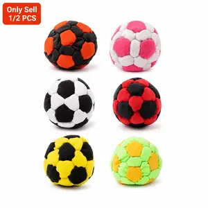 1/2 PC Hacky Footbag Sack Soccer Style, Plush Panel Pellet Filled Footbag Ball, Soft Grip Juggling Coordination Training Toy for Indoor Outdoor Play