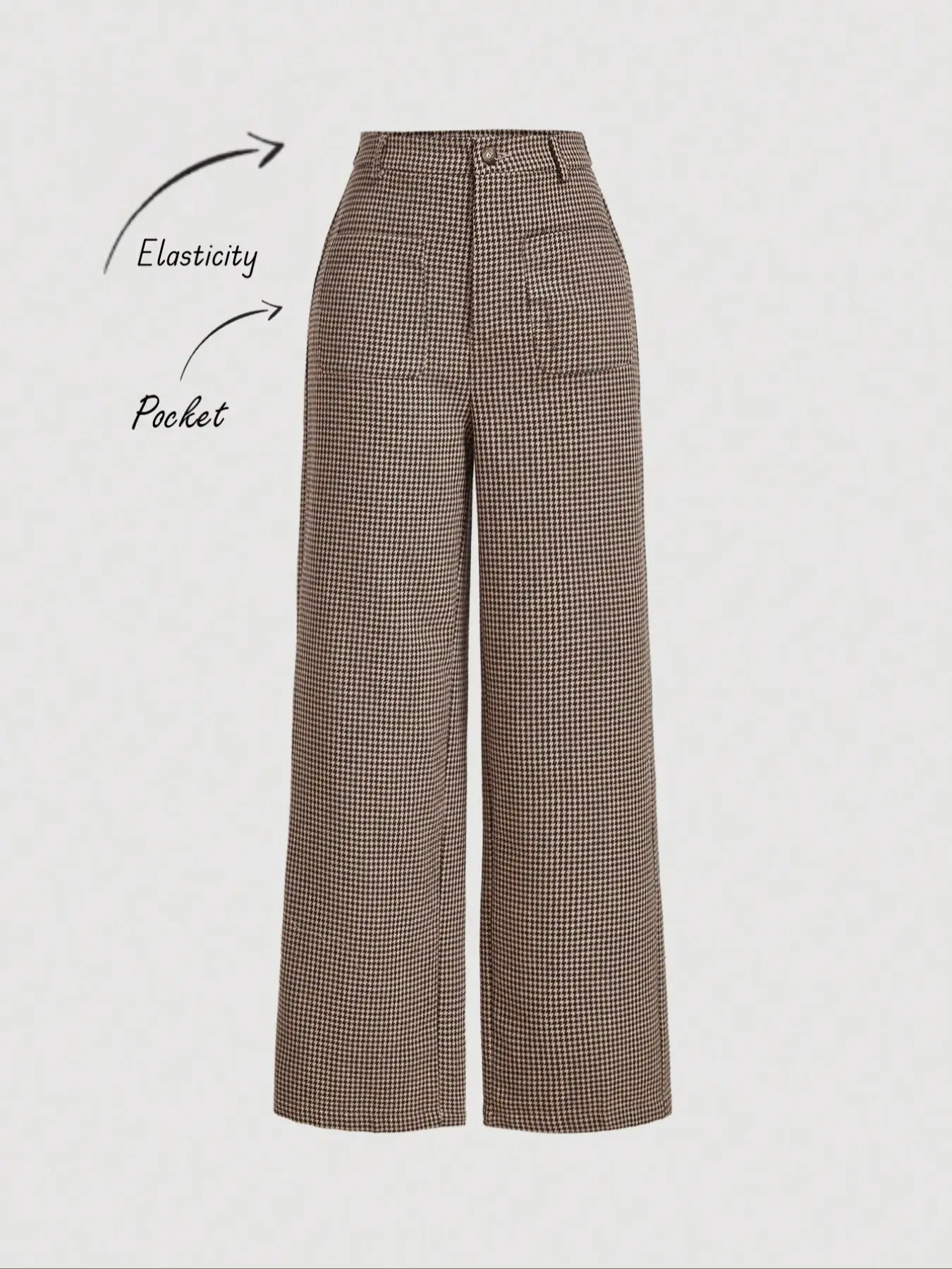 Women's Wide Leg Fitted Pants, Business Casual Front Pockets Long Trousers, Professional Autumn and Winter Clothing Bottoms with Pockets, Casual Fashion Trousers, Business Casual Slacks, Pocket Design Trousers