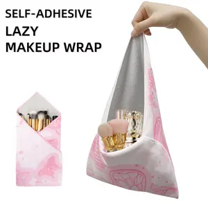 Magic Pocket Lazy Makeup Bag with Self-Adhesive Wrap, 20x20in Large Capacity Inner Pouch Cosmetic Travel Makeup Bag Easy Wrapping and Safe Protection for Tech Device, Brushes, Accessories
