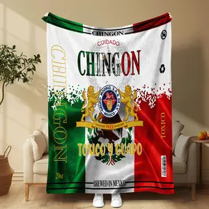 Mexican Flag Pattern Blanket, 1 Count Soft Comfortable Throw Blanket, Cool Bedroom Bedding Blankets, Warm Napping Blanket For Home Office Travel Camping